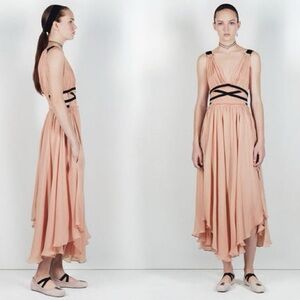 NEW ZARA STUDIOS pink tulle ballerina maxi dress xs/s bloggers favourite